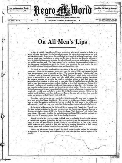 The Negro World, Oct 15, 1927