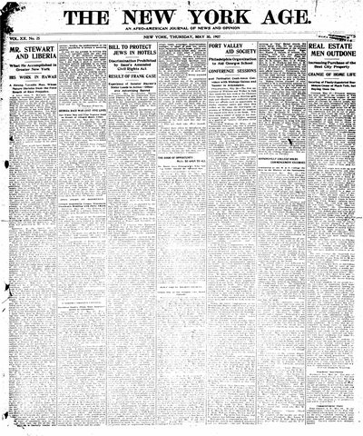 New York Age, May 30, 1907