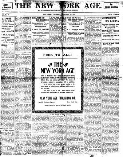 New York Age, Jan 28, 1909