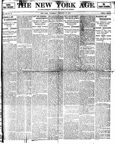 New York Age, Feb 25, 1909