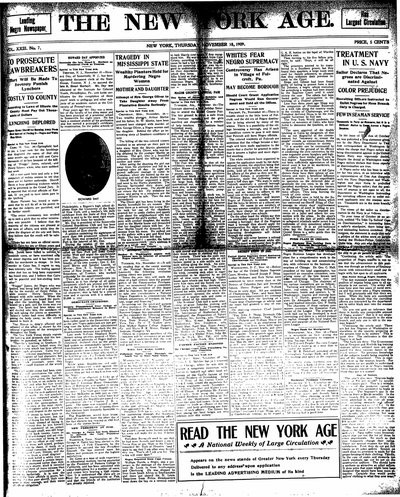 New York Age, Nov 18, 1909