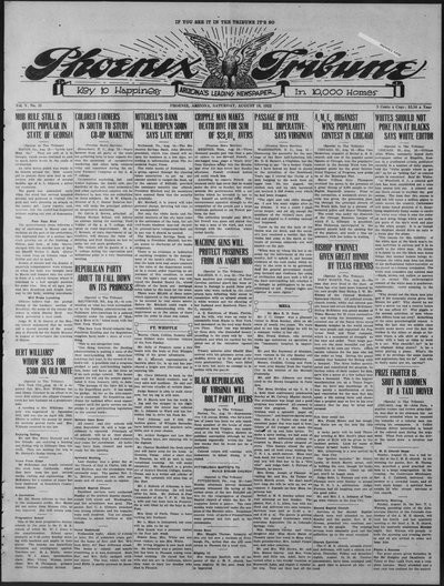 Phoenix Tribune, Aug 19, 1922