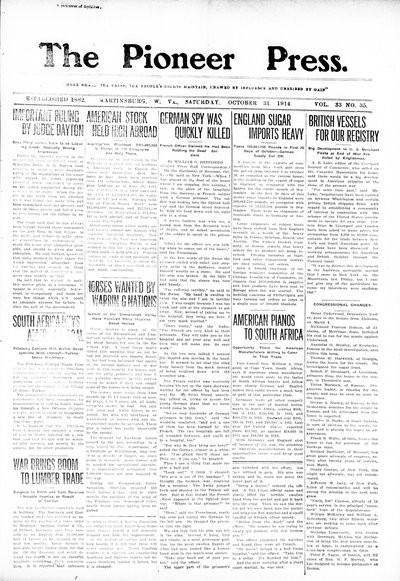 The Pioneer Press, Oct 31, 1914