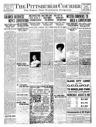Pittsburgh Courier, Aug 16, 1912