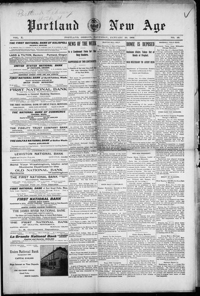 The New Age (Portland), Jan 20, 1906