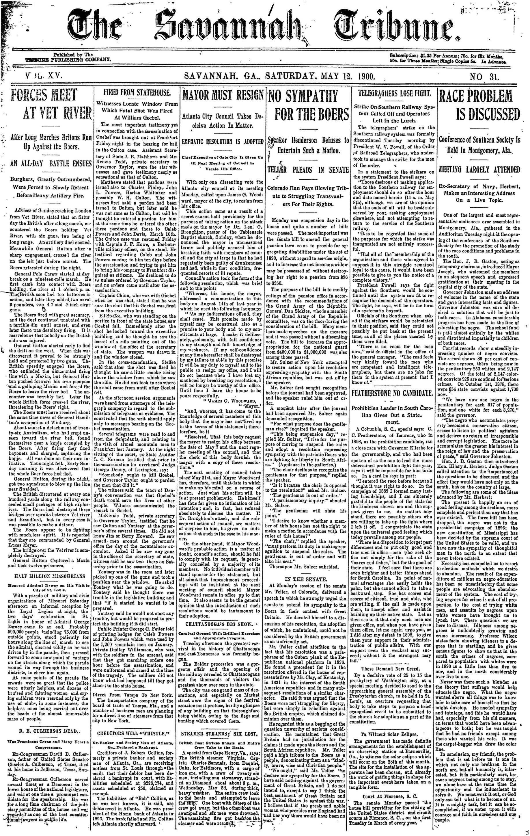 Savannah Tribune, May 12, 1900