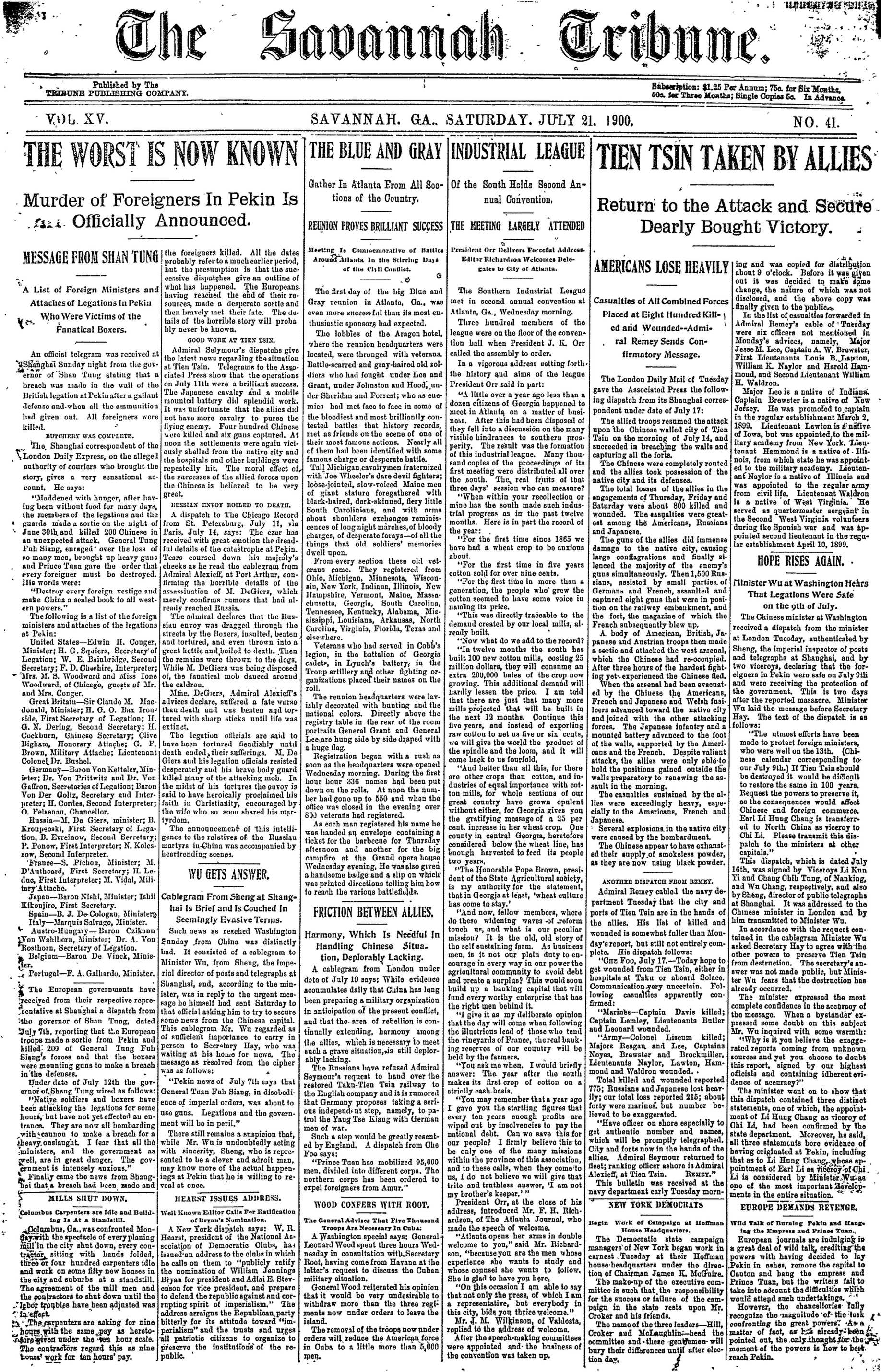 Savannah Tribune, Jul 21, 1900