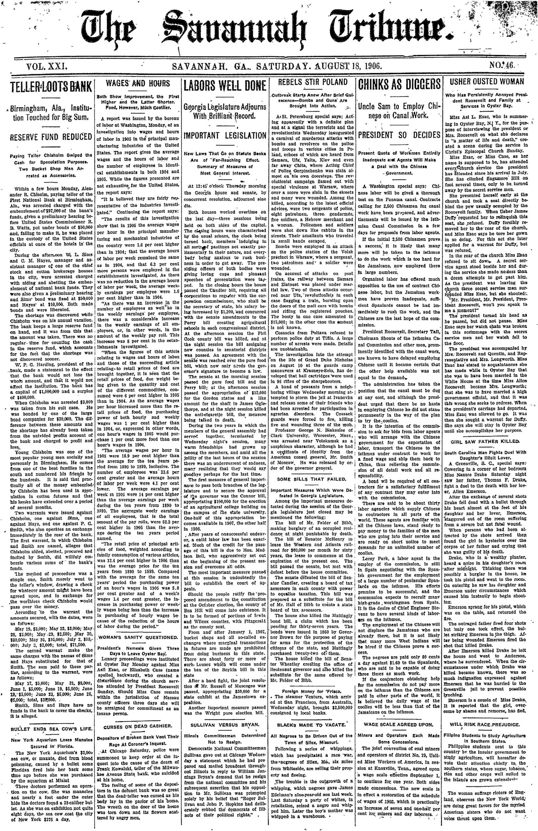 Savannah Tribune, Aug 18, 1906