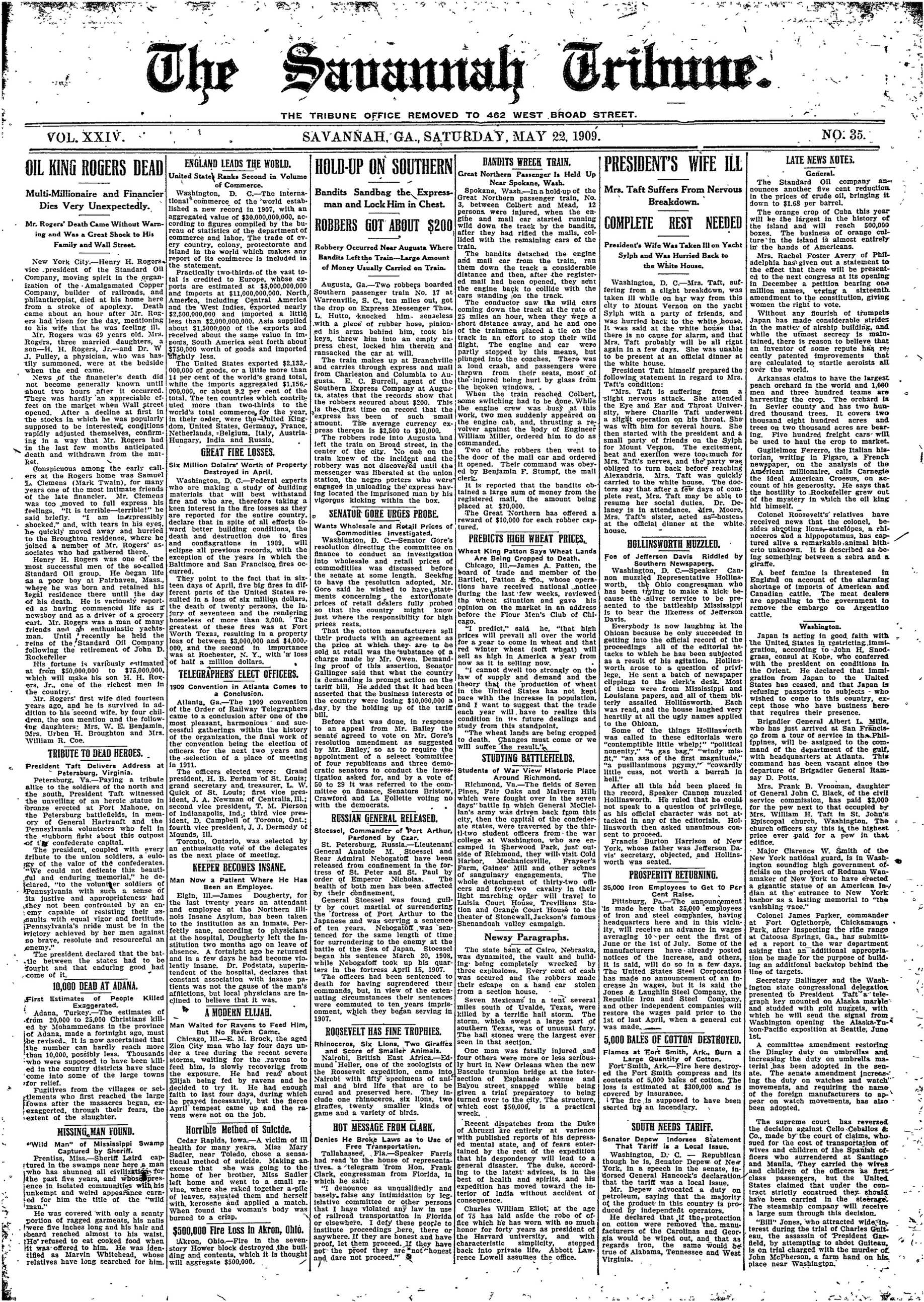 Savannah Tribune, May 22, 1909
