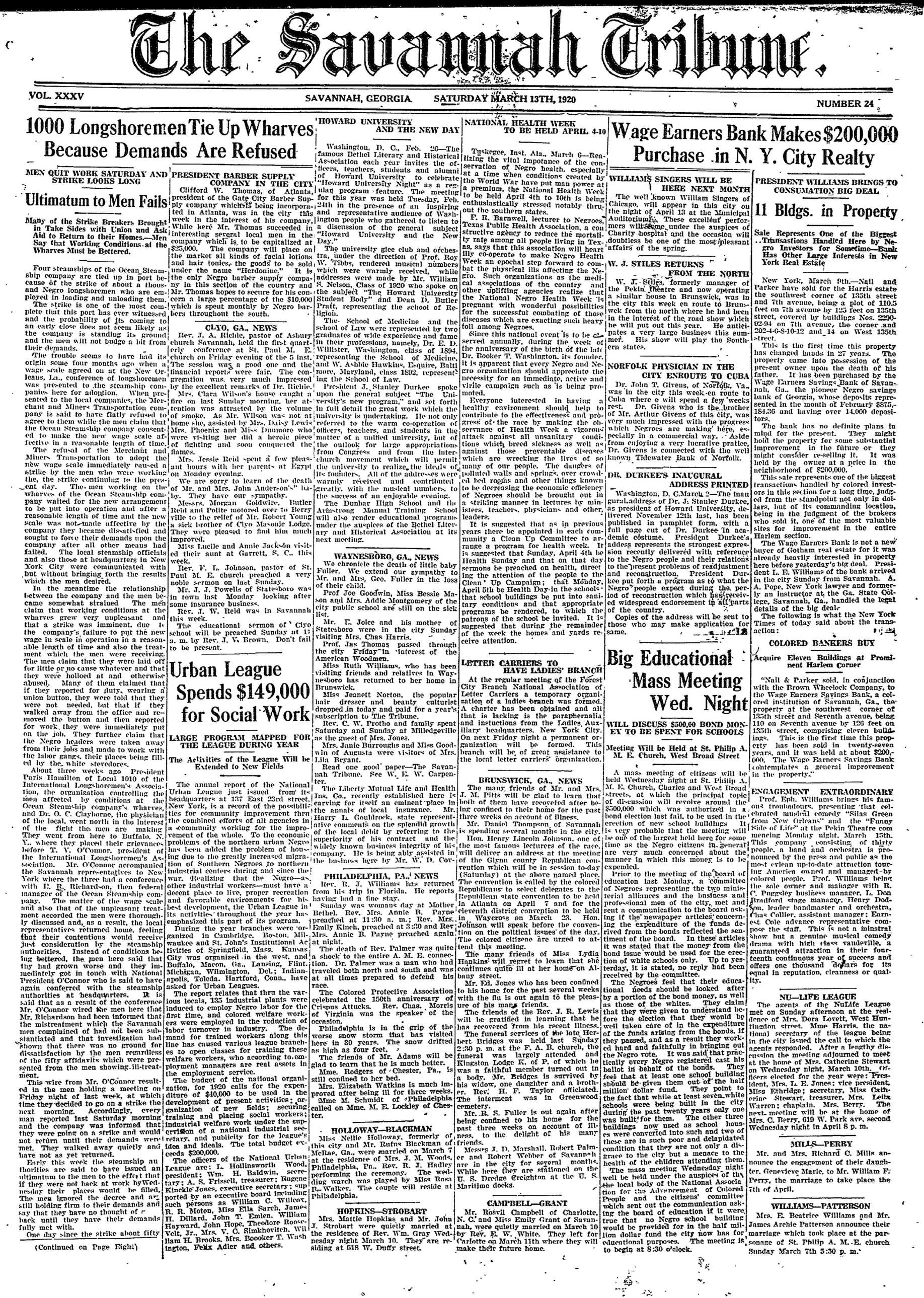 Savannah Tribune, Mar 13, 1920