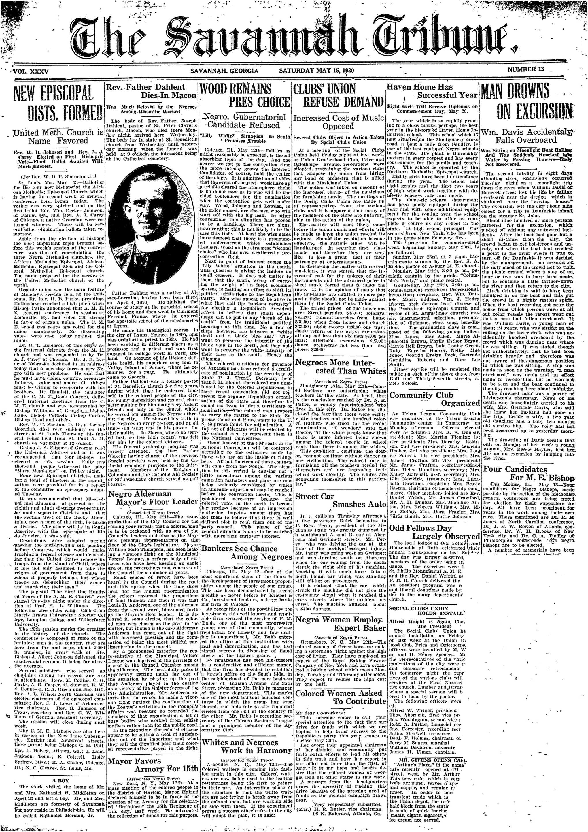Savannah Tribune, May 15, 1920