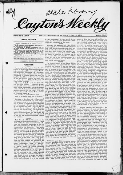 Cayton's Weekly, Jan 12, 1918