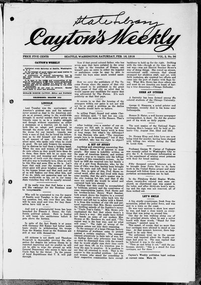 Cayton's Weekly, Feb 16, 1918