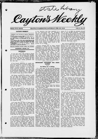 Cayton's Weekly, Feb 23, 1918