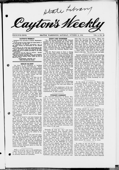 Cayton's Weekly, Oct 12, 1918