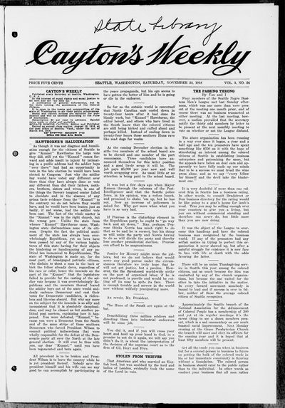 Cayton's Weekly, Nov 23, 1918