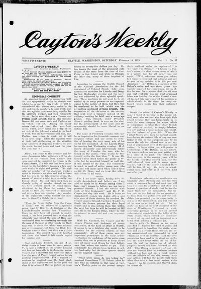 Cayton's Weekly, Feb 15, 1919