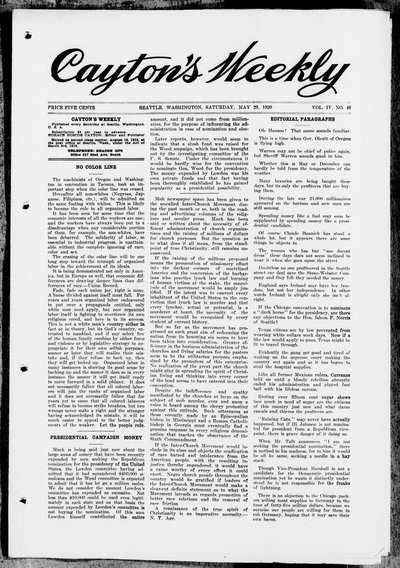 Cayton's Weekly, May 29, 1920