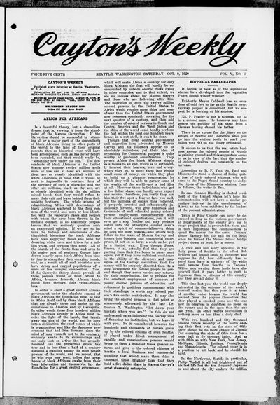 Cayton's Weekly, Oct 9, 1920