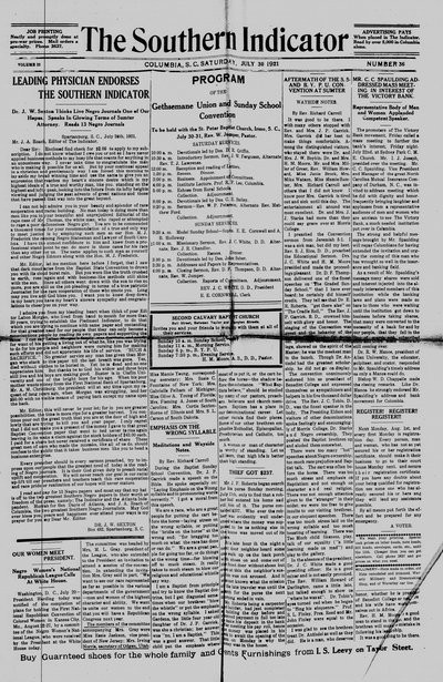 Southern Indicator, Jul 30, 1921