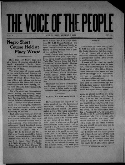 Voice of the People, Aug 9, 1926