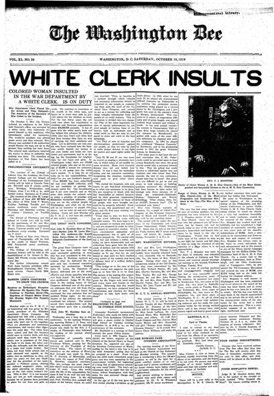 Washington Bee, Oct 18, 1919