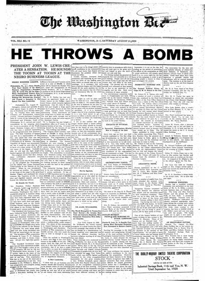 Washington Bee, Aug 21, 1920