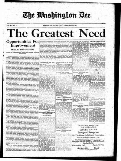 Washington Bee, Feb 26, 1921