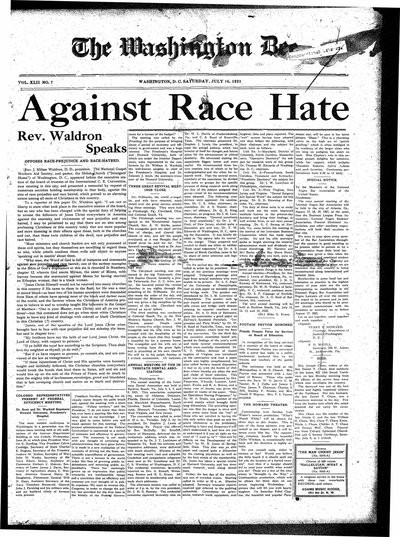 Washington Bee, Jul 16, 1921