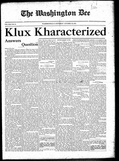 Washington Bee, Oct 22, 1921