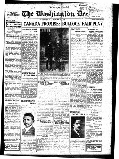 Washington Bee, Jan 21, 1922