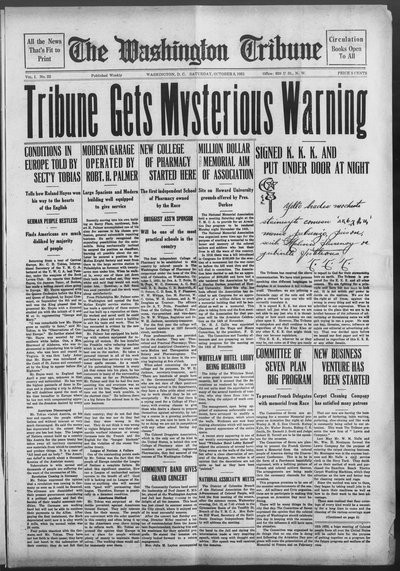 Washington Tribune, Oct 8, 1921