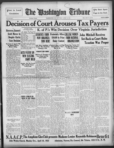 Washington Tribune, Apr 14, 1923