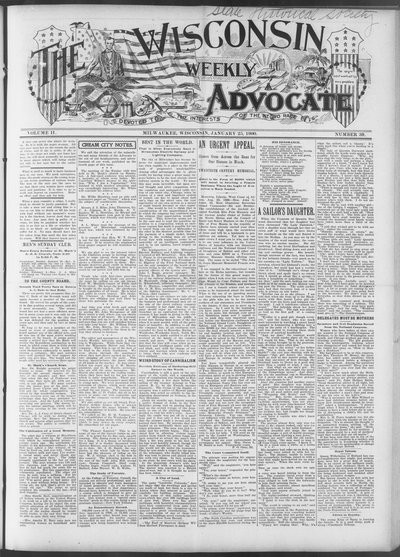 Wisconsin Weekly Advocate, Jan 25, 1900
