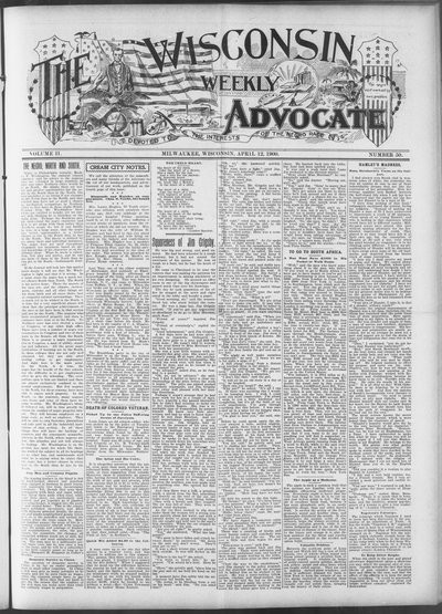 Wisconsin Weekly Advocate, Apr 12, 1900