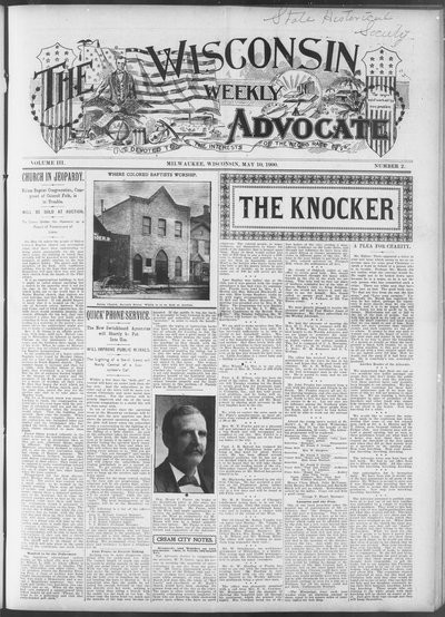 Wisconsin Weekly Advocate, May 10, 1900