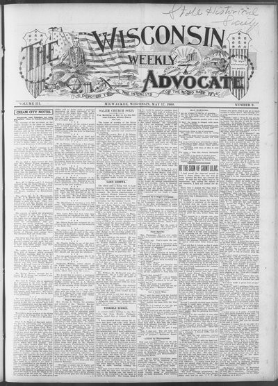 Wisconsin Weekly Advocate, May 17, 1900