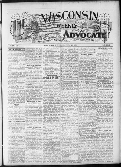 Wisconsin Weekly Advocate, Aug 23, 1900