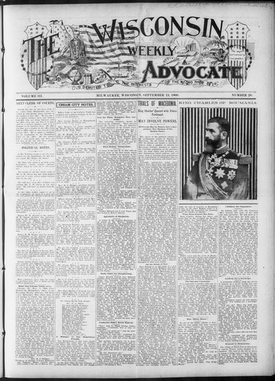 Wisconsin Weekly Advocate, Sep 13, 1900