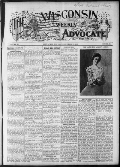 Wisconsin Weekly Advocate, Dec 20, 1900
