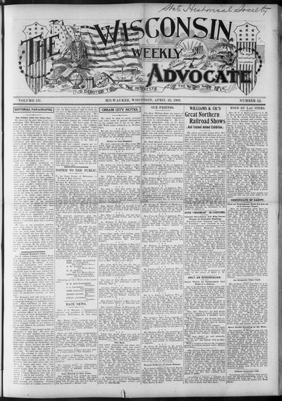 Wisconsin Weekly Advocate, Apr 25, 1901