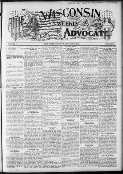 Wisconsin Weekly Advocate, Jan 22, 1903