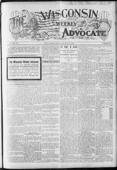 Wisconsin Weekly Advocate, May 18, 1905