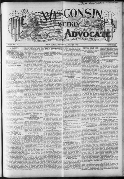 Wisconsin Weekly Advocate, Jul 20, 1905