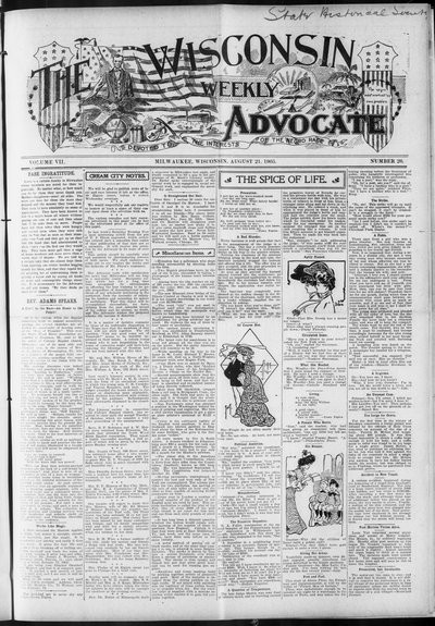 Wisconsin Weekly Advocate, Aug 21, 1905