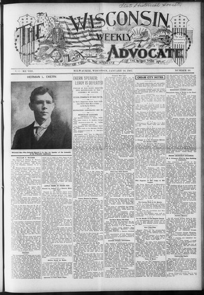 Wisconsin Weekly Advocate, Jan 10, 1907