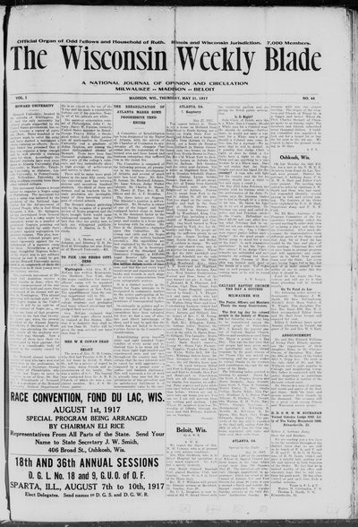 Wisconsin Weekly Blade, May 31, 1917